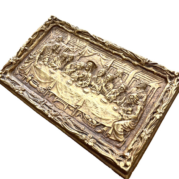 Vintage Last Supper 3D Plaque Wall Hanging Religious Home Decor Wood Look Detail - Picture 4 of 8